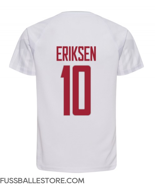Günstige Dänemark Christian Eriksen #10 Auswärtstrikot WM 2022 Kurzarm